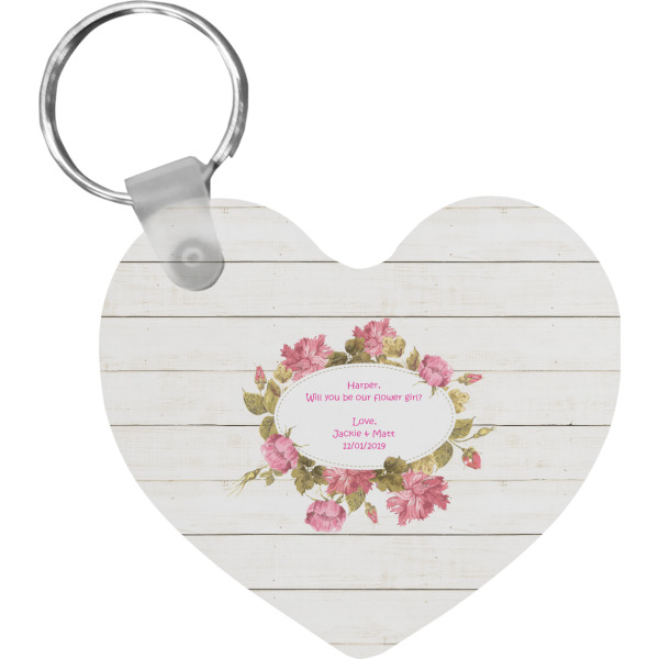 Custom Farm House Heart Plastic Keychain w/ Name or Text