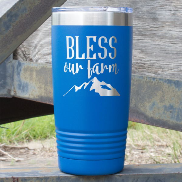 Custom Farm House 20 oz Stainless Steel Tumbler - Royal Blue - Single Sided