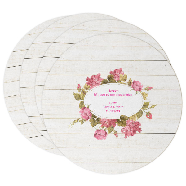 Custom Farm House Round Paper Coasters w/ Name or Text