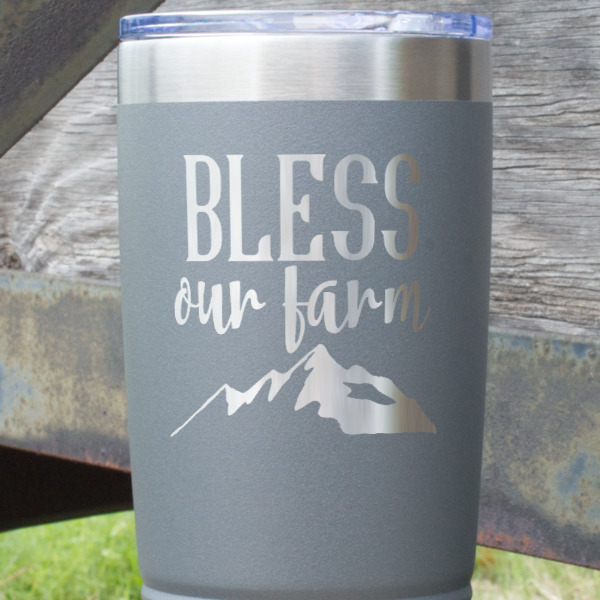 Custom Design - Gray Polar Camel Tumbler - 20oz - Close Up