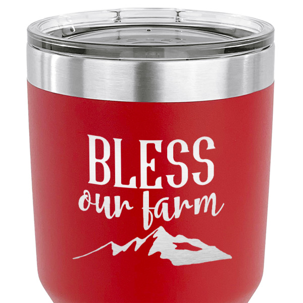 Custom Design - 30 oz Stainless Steel Ringneck Tumbler - Red - CLOSE UP