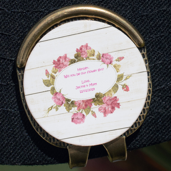 Custom Design - Golf Ball Marker Hat Clip - Gold - Close Up