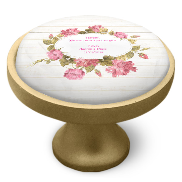 Custom Design - Cabinet Knob - Gold - Side