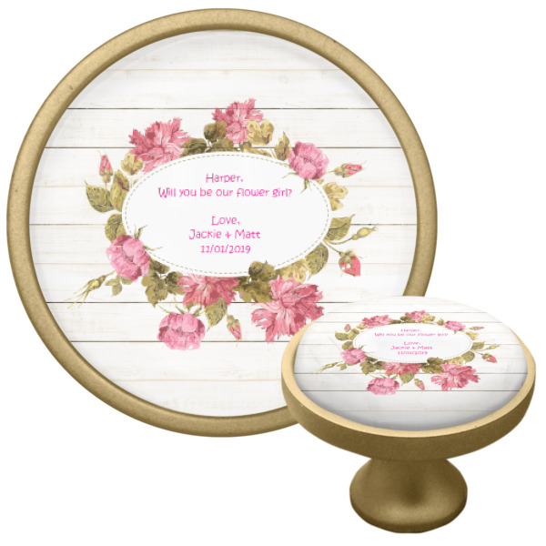 Custom Design - Cabinet Knob - Gold - Multi Angle