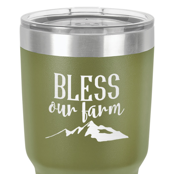 Custom Design - 30 oz Stainless Steel Ringneck Tumbler - Olive - Close Up