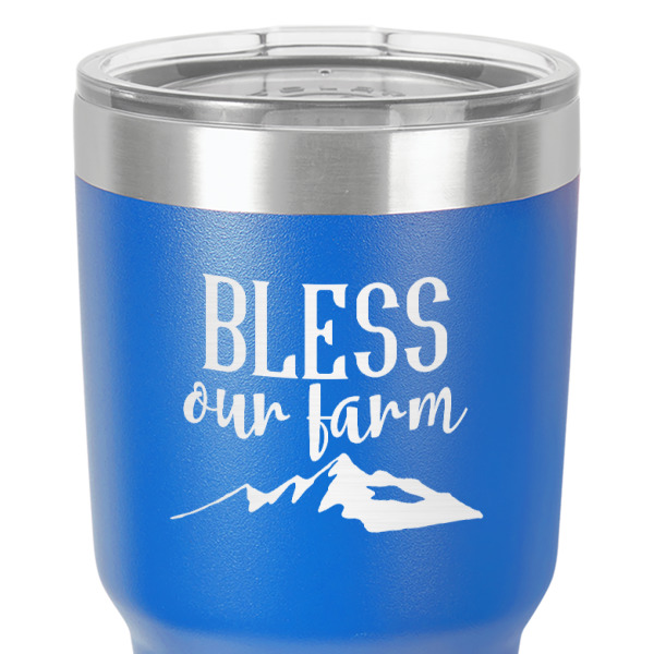 Custom Design - 30 oz Stainless Steel Ringneck Tumbler - Blue - Close Up