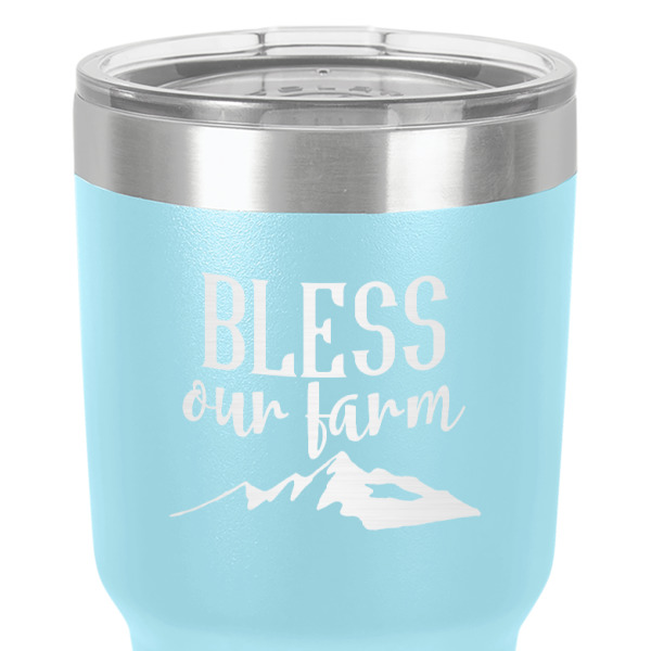 Custom Design - 30 oz Stainless Steel Ringneck Tumbler - Teal - Close Up