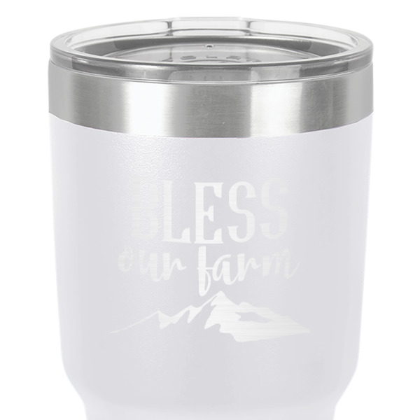 Custom Design - 30 oz Stainless Steel Ringneck Tumbler - White - Close Up
