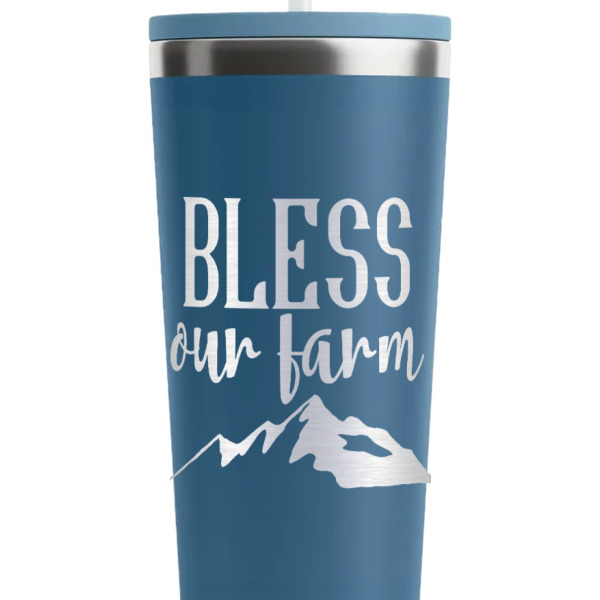 Custom Design - Steel Blue RTIC Everyday Tumbler - 28 oz. - Close Up