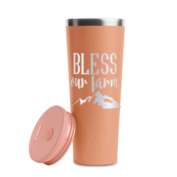 Custom Design - Peach RTIC Everyday Tumbler - 28 oz. - Lid Off