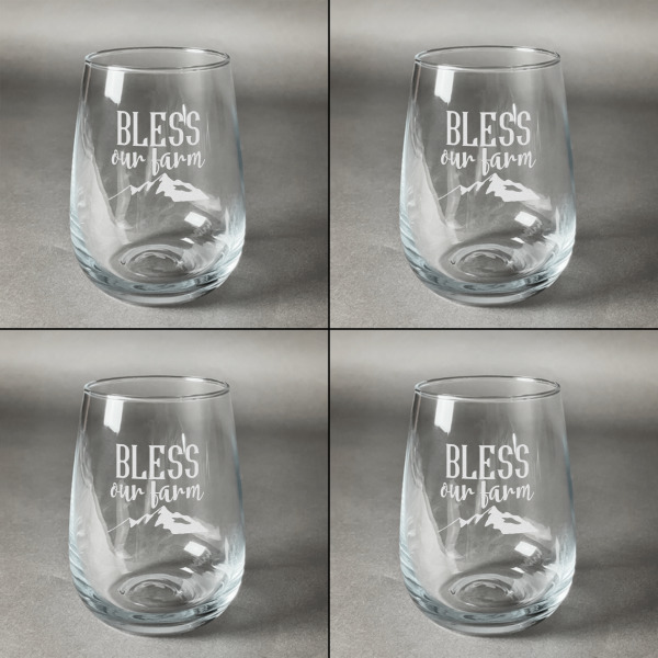 Custom Design - Set of Four Personalized Stemless Wineglasses (Approval)