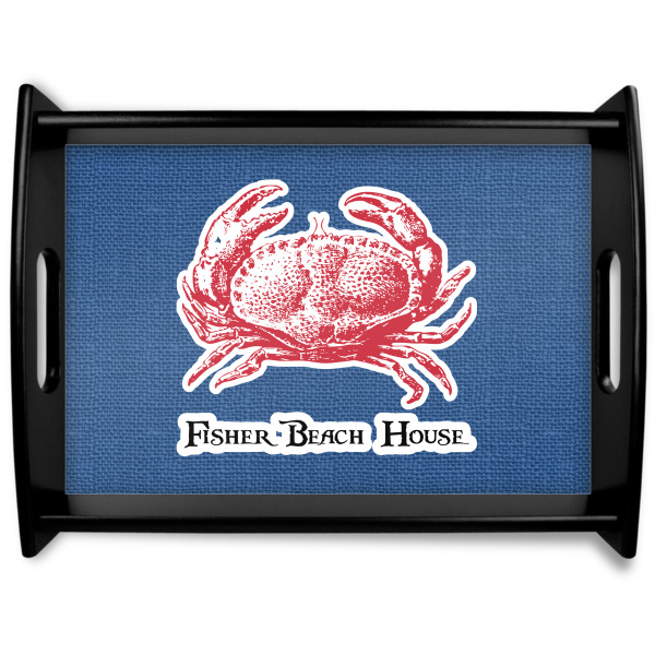 Custom Design Your Own Black Wooden Tray - Large