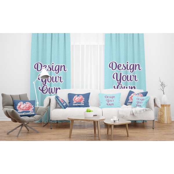 Custom Design - Sheer and Custom Curtains in Room with Matching Pillows