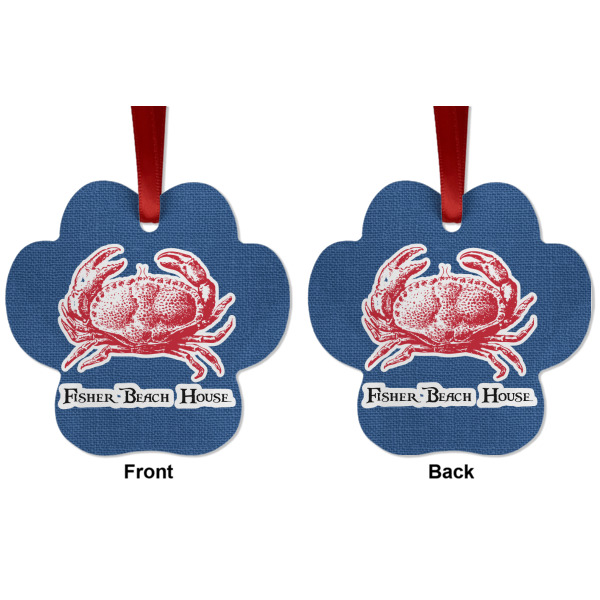 Custom Design - Metal Paw Ornament - Front and Back