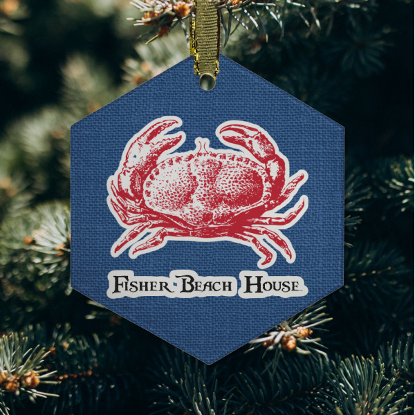 Custom Design - Frosted Glass Ornament - Hexagon (Lifestyle)