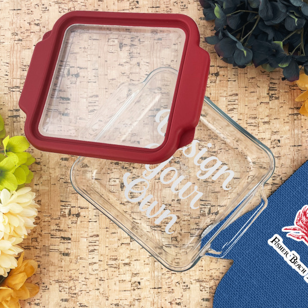Custom Design - Glass Cake Dish - 8"x8" - Lifestyle