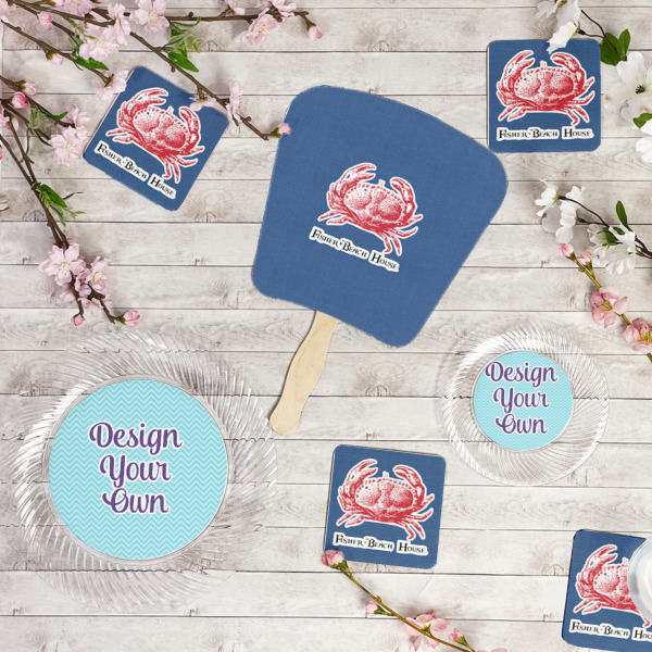 Custom Design - Party Supplies Combination Image - All items - Plates, Coasters, Fans