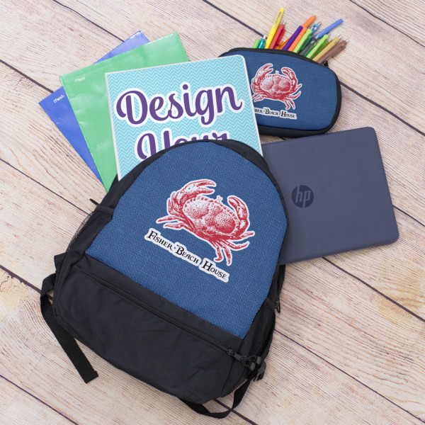 Custom Design - Large Backpack - Black - With Stuff