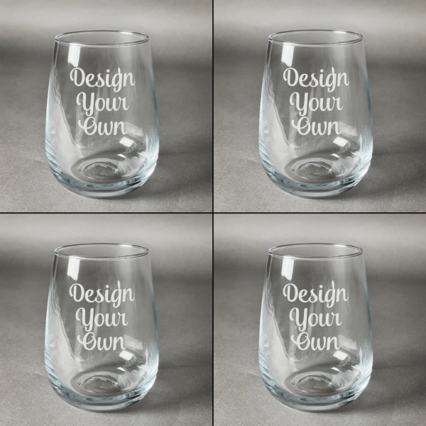 Custom Design - Set of Four Personalized Stemless Wineglasses (Approval)