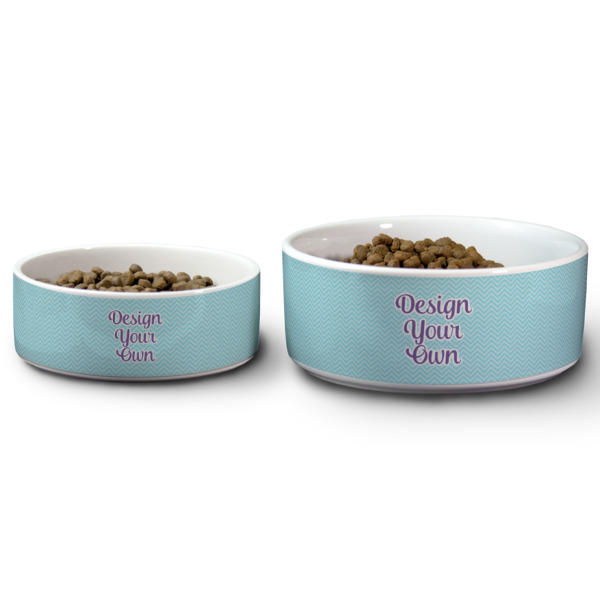 Custom Design - Ceramic Dog Bowls - Size Comparison