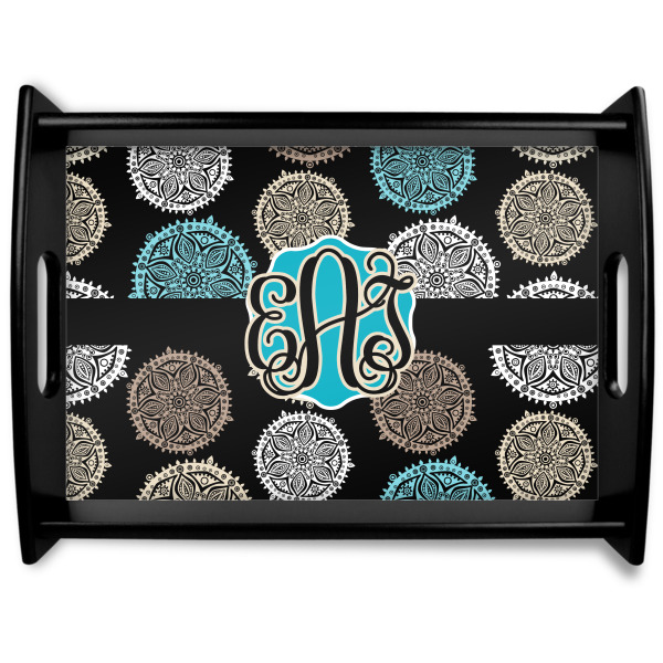 Custom Design Your Own Black Wooden Tray - Large