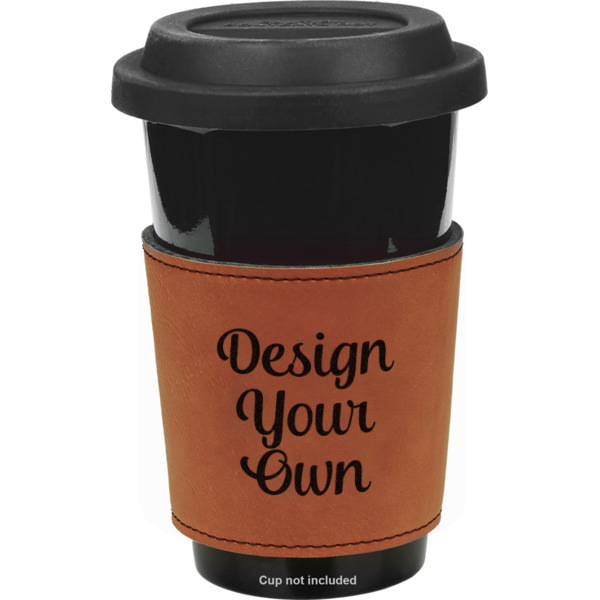 Custom Design - Cognac Leatherette Mug Sleeve - Front