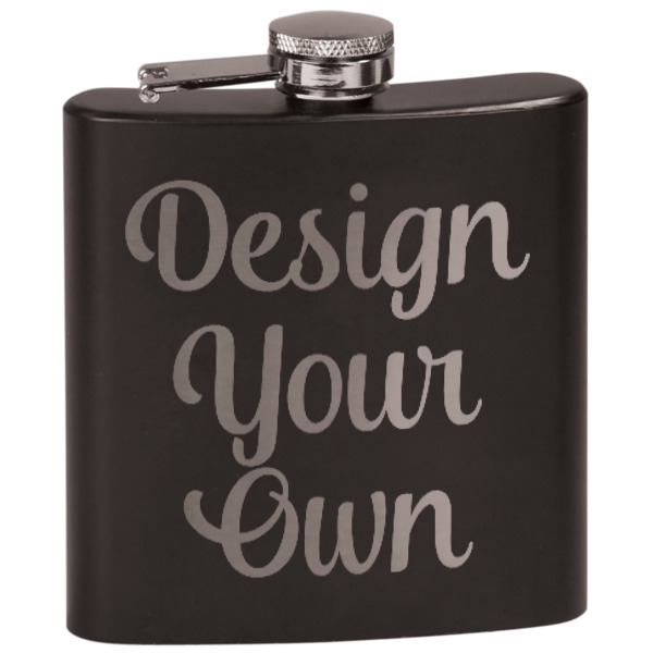 Custom Design Your Own Black Flask Set