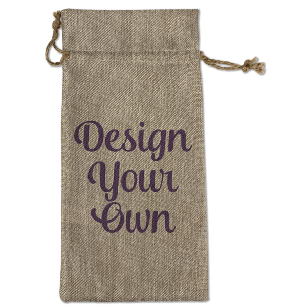 Custom Design - Large Burlap Gift Bags - Front