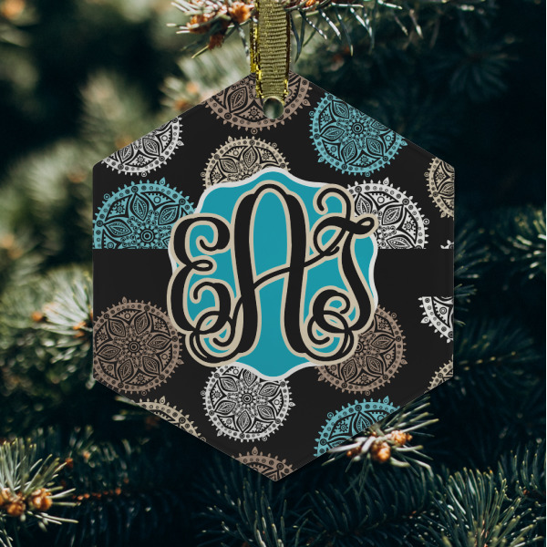 Custom Design - Frosted Glass Ornament - Hexagon (Lifestyle)