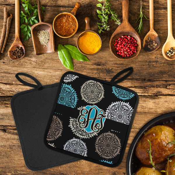 Custom Design - Neoprene Pot Holder - Set of 2  LIFESTYLE (Flatlay)