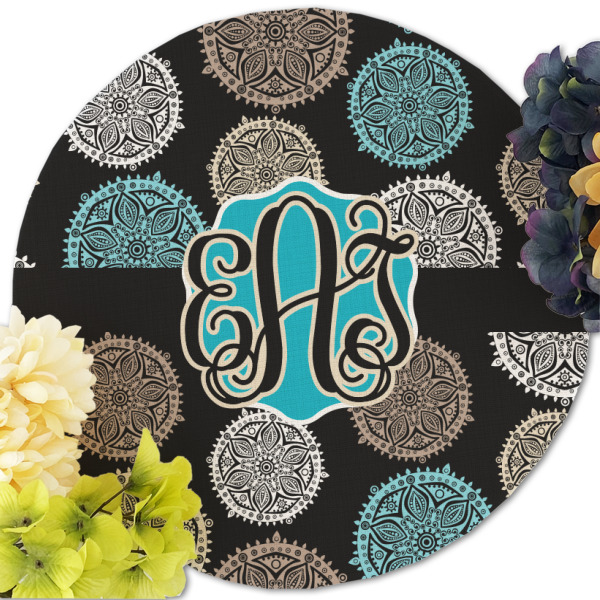 Custom Design - Round Linen Placemats - Front (w flowers)