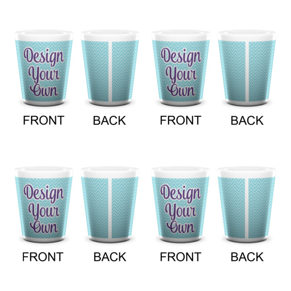 Custom Design - Ceramic Shot Glass - White - Set of 4 - Front & Back