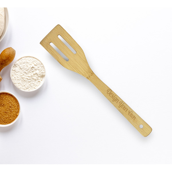Custom Design - Bamboo Slotted Spatulas - LIFESTYLE
