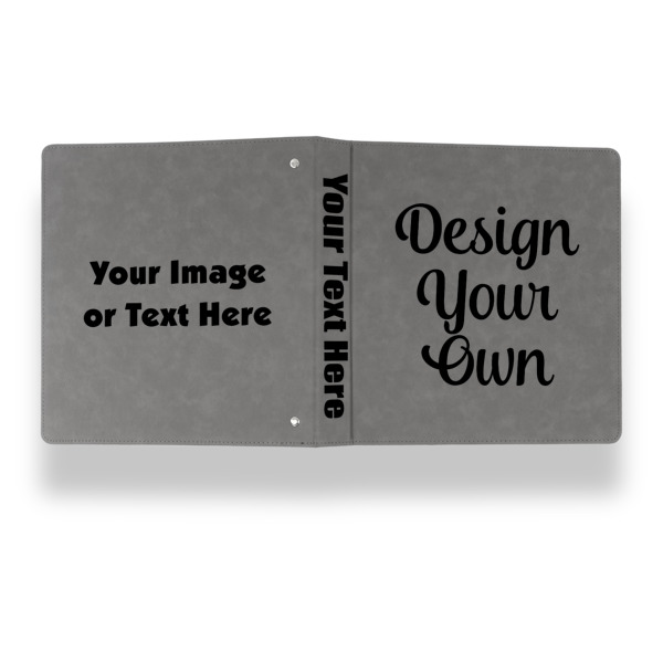 Custom Design - Leather Binder - 1" - Grey - Back Spine Front View