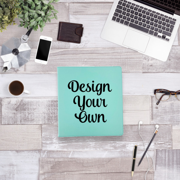 Custom Design - Leather Binder - 1" - Teal - Lifestyle View
