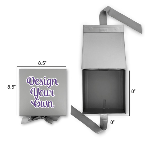 Custom Design - Gift Boxes with Magnetic Lid - Silver - Open & Closed