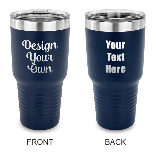 Custom Design Your Own 30 oz Stainless Steel Tumbler - Navy - Double-Sided