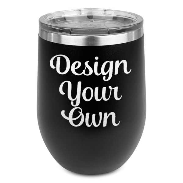 Custom Design Your Own Stemless Stainless Steel Wine Tumbler - Black - Double-Sided