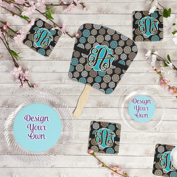 Custom Design - Party Supplies Combination Image - All items - Plates, Coasters, Fans