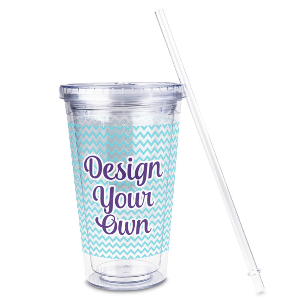 Custom Design - Acrylic Tumbler - Full Print - Front straw out