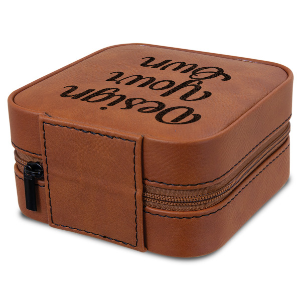 Custom Design - Travel Jewelry Boxes - Leatherette - Rawhide - View from Rear