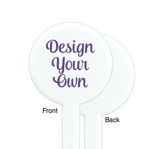 Custom Design - White Plastic 7" Stir Stick - Single Sided - Round - Front & Back