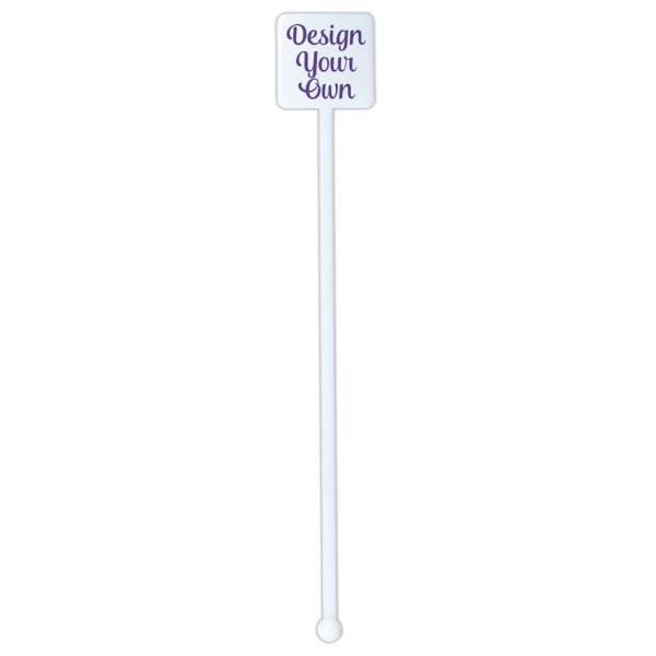 Custom Design - White Plastic Stir Stick - Square - Single Stick