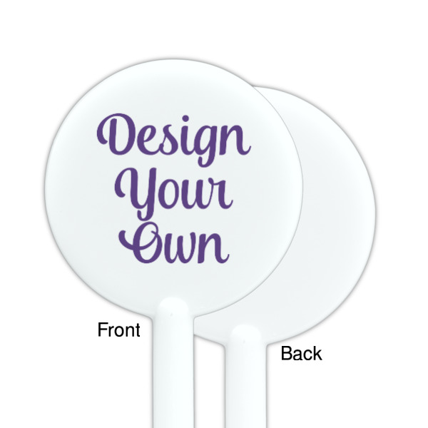 Custom Design - White Plastic 5.5" Stir Stick - Single Sided - Round - Front & Back