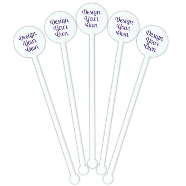 Custom Design - White Plastic 5.5" Stir Stick - Fan View