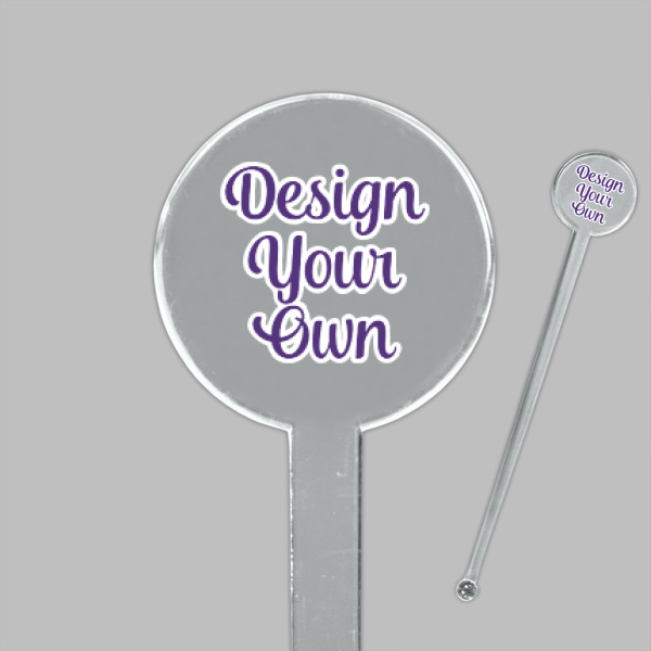 Custom Design - Clear Plastic 7" Stir Stick - Round - Closeup