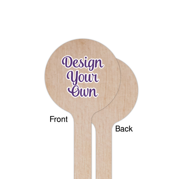 Custom Design - Wooden 7.5" Stir Stick - Round - Single Sided - Front & Back