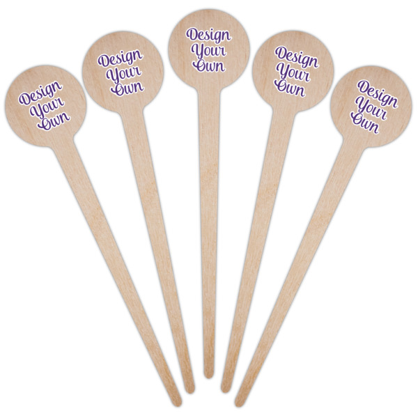 Custom Design - Wooden 4" Food Pick - Round - Fan View