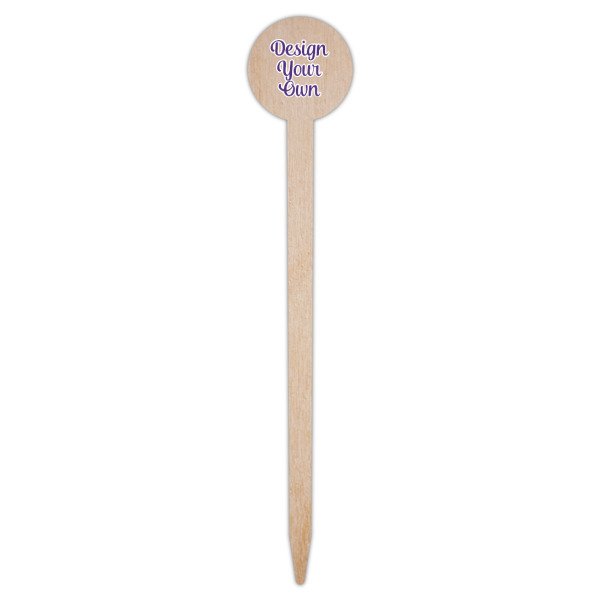 Custom Design - Wooden 6" Food Pick - Round - Single Pick