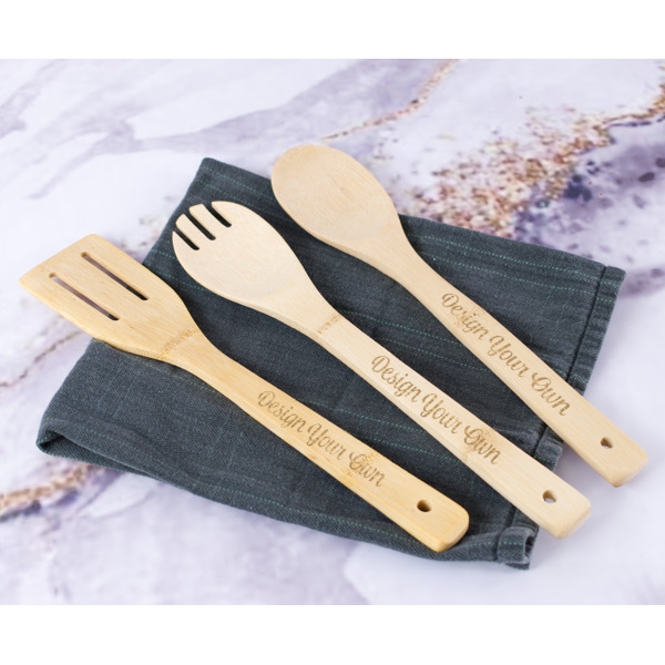 Custom Design - Bamboo Cooking Utensils - Set - In Context